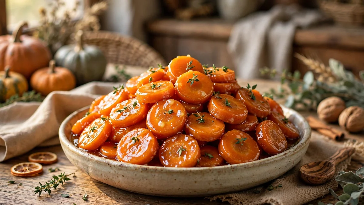 Honey-glazed carrots glistening in a slow cooker with a light caramelised glaze