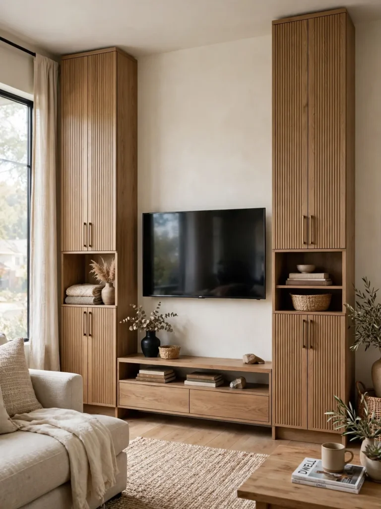 10 TV Unit for Living Room Ideas: Guide to a Stylish Space 5 Modern TV unit for living room with tall vertical storage cabinets