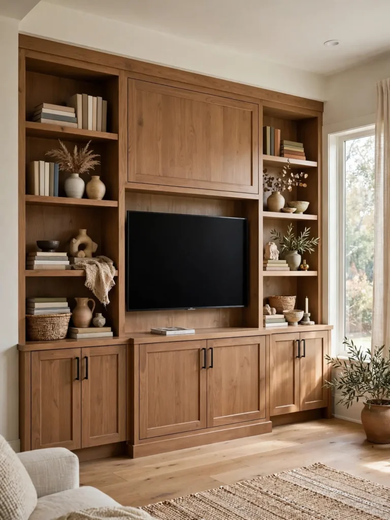 10 TV Unit for Living Room Ideas: Guide to a Stylish Space 6 Full TV wall unit with built-in shelves in a living room
