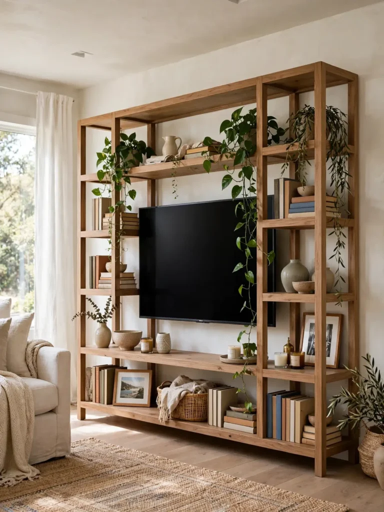 10 TV Unit for Living Room Ideas: Guide to a Stylish Space 10 Modern TV unit for living room with open shelving and decor