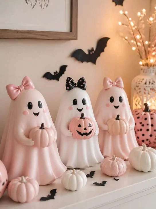 Cute Pink Halloween Ghost Decor image 187