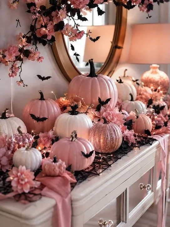 Pink Halloween Pumpkin Display image 189