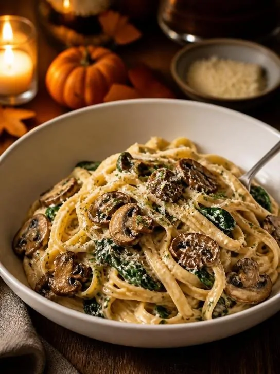 Creamy Mushroom Spinach Pasta for Fall image 258