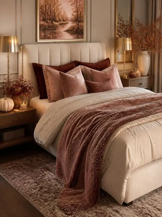 Cozy Pink Thanksgiving Bedroom Decor image 174
