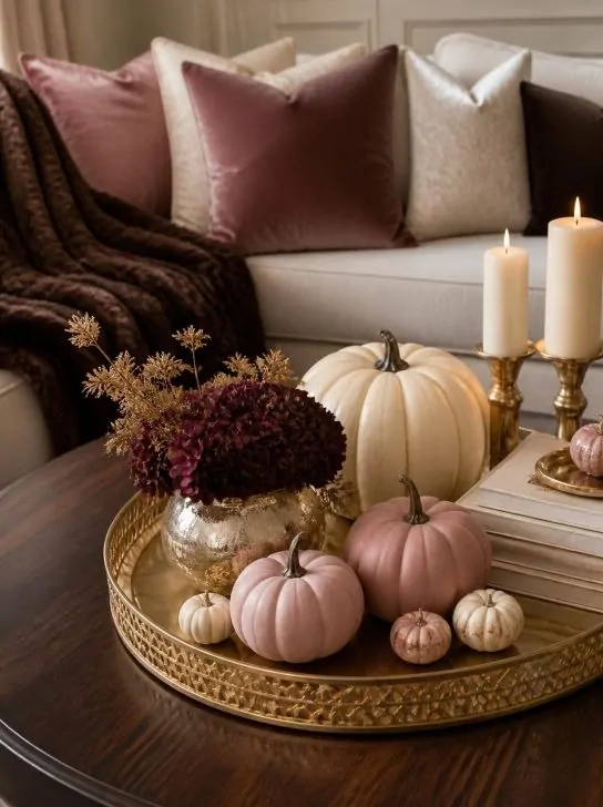 Luxury Pink Thanksgiving Coffee Table Decor image 176