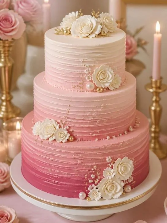 Gorgeous Pink Ombre Birthday Cake image 204