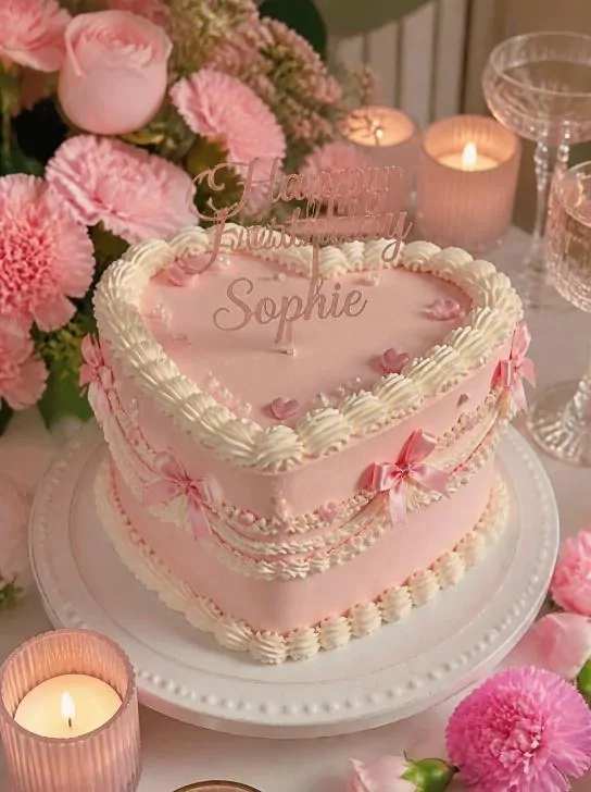 Cute Pink Heart Birthday Cake image 207