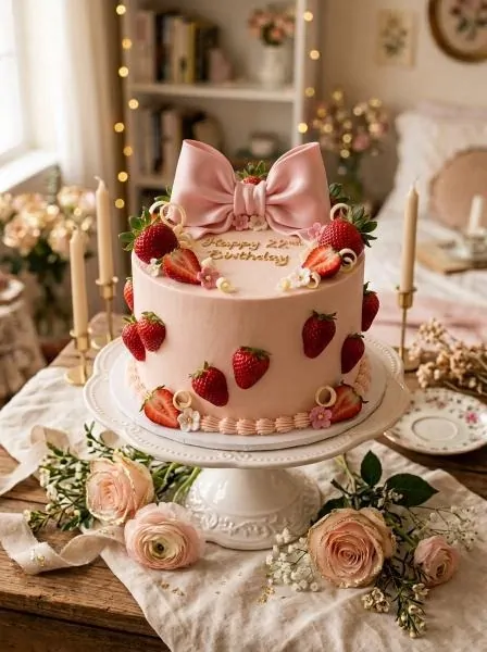 Gorgeous Pink Bow Birthday Cake image 208