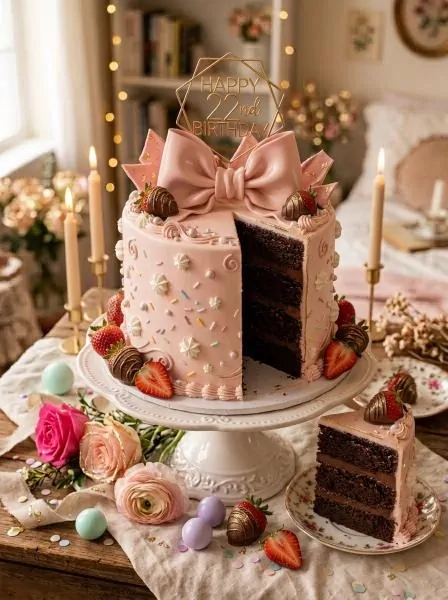 Beautiful Pink Chocolate Birthday Cake image 212