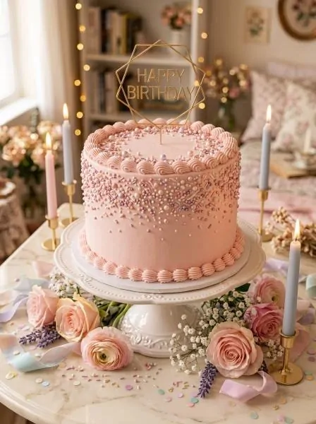 Cute Pink Sprinkle Birthday Cake image 213