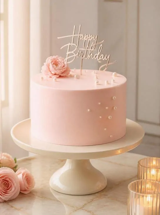 Beautiful Minimalist Pink Birthday Cake image 214
