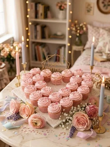 Cute Pink Cupcake Birthday Cake image 215
