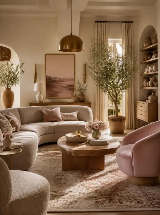 Luxury Pink and Grey Boho Living Room Inspiration boho living room inspiration in grey and pink