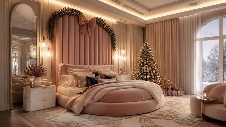 15+ Gorgeous Christmas Bedroom Ideas for Girls: The Ultimate Blush Pink, Dusty Rose & Navy Holiday Makeover