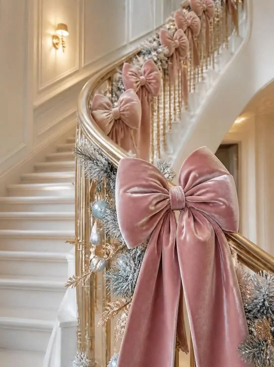 Luxury Christmas Banister Bow Decor image 217