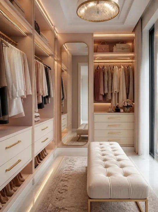 Luxe Master Closet Organization with LED Lighting image 248