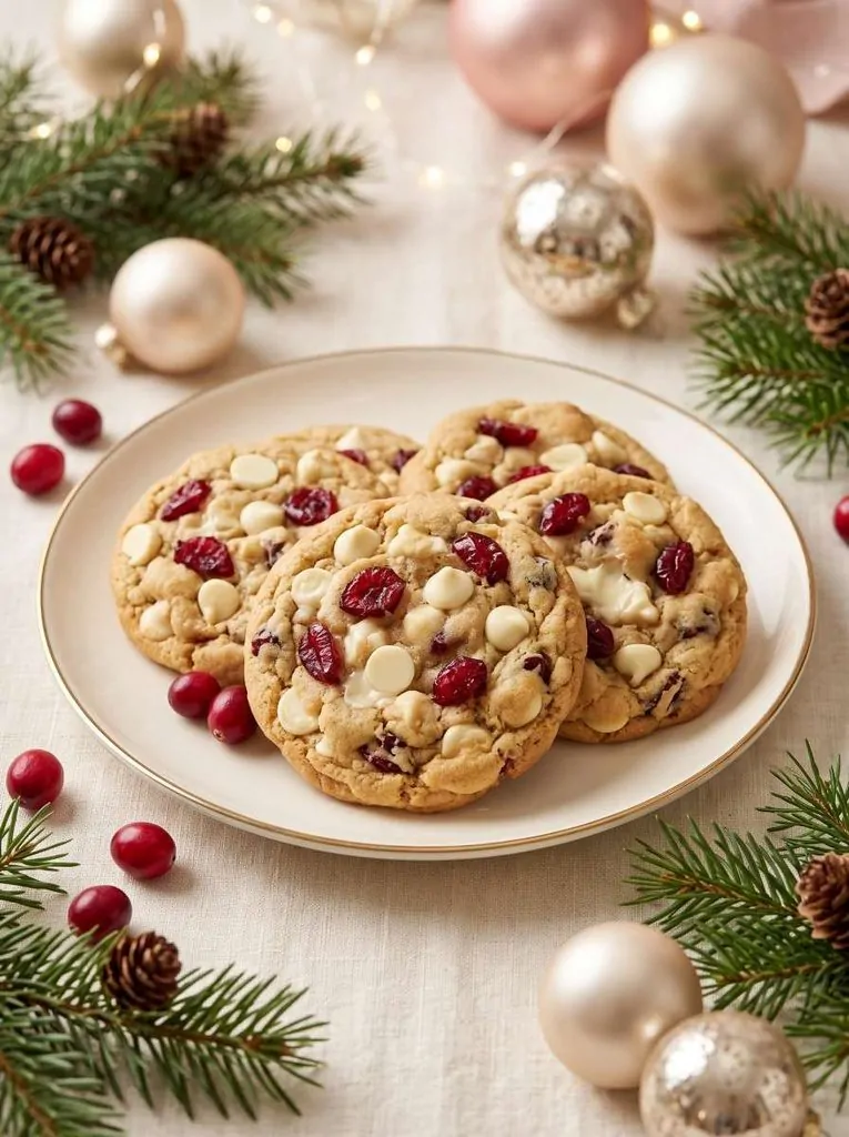 White chocolate cranberry Christmas cookies