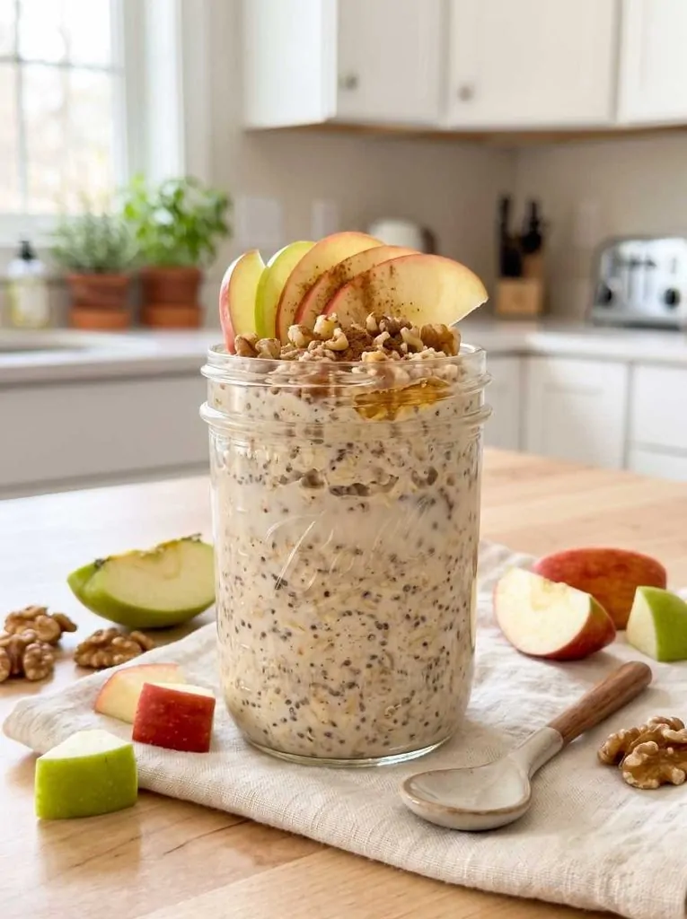 Healthy apple cinnamon overnight oats for kids