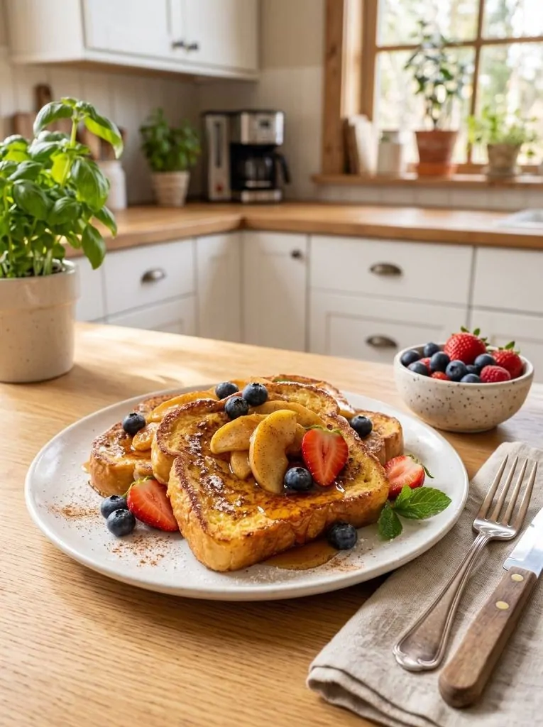 Healthy apple cinnamon French toast for kids